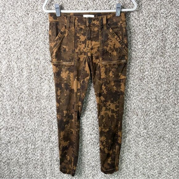Joie Jeans Women’s 27 Brown Camouflage Zip Ankle Utility Cargo Skinny - Picture 1 of 8